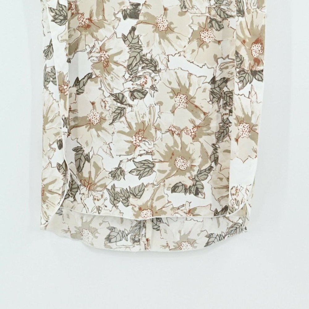 BABATON Aritzia Womens Size Medium Tan Floral Wieland Blouse Espace Desert Beige - Picture 4 of 10
